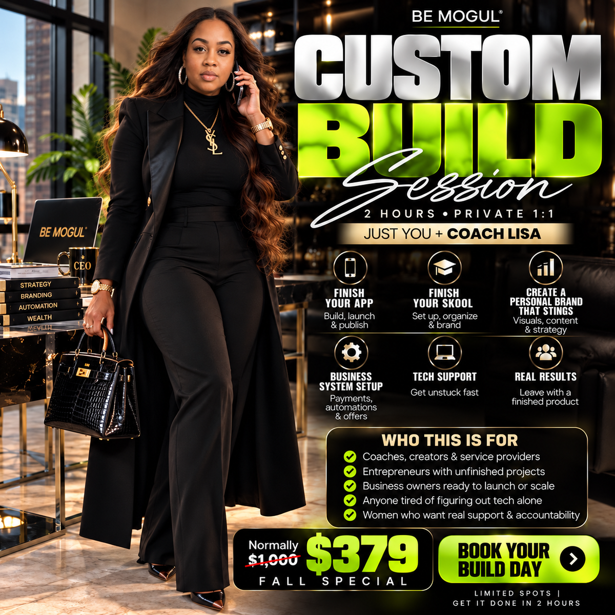 BE MOGUL® 1:1 Custom Build Session with Coach Lisa — 2 Hours