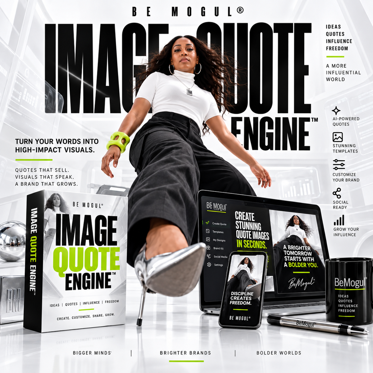 BE MOGUL Image Quote Engine — AI-powered quote and faceless brand content system